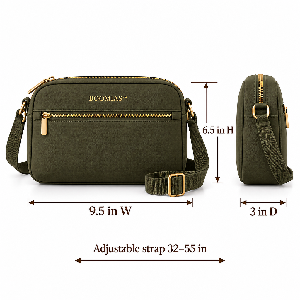 BOOMIAS™ Noma Nylon Crossbody — Lightweight Women’s Travel Purse with Front Zip Pocket