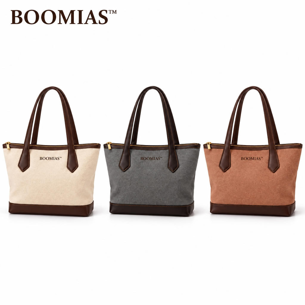 BOOMIAS™ Rowan Canvas Carryall — Women’s Zip Top Everyday Tote Bag with Interior Pockets
