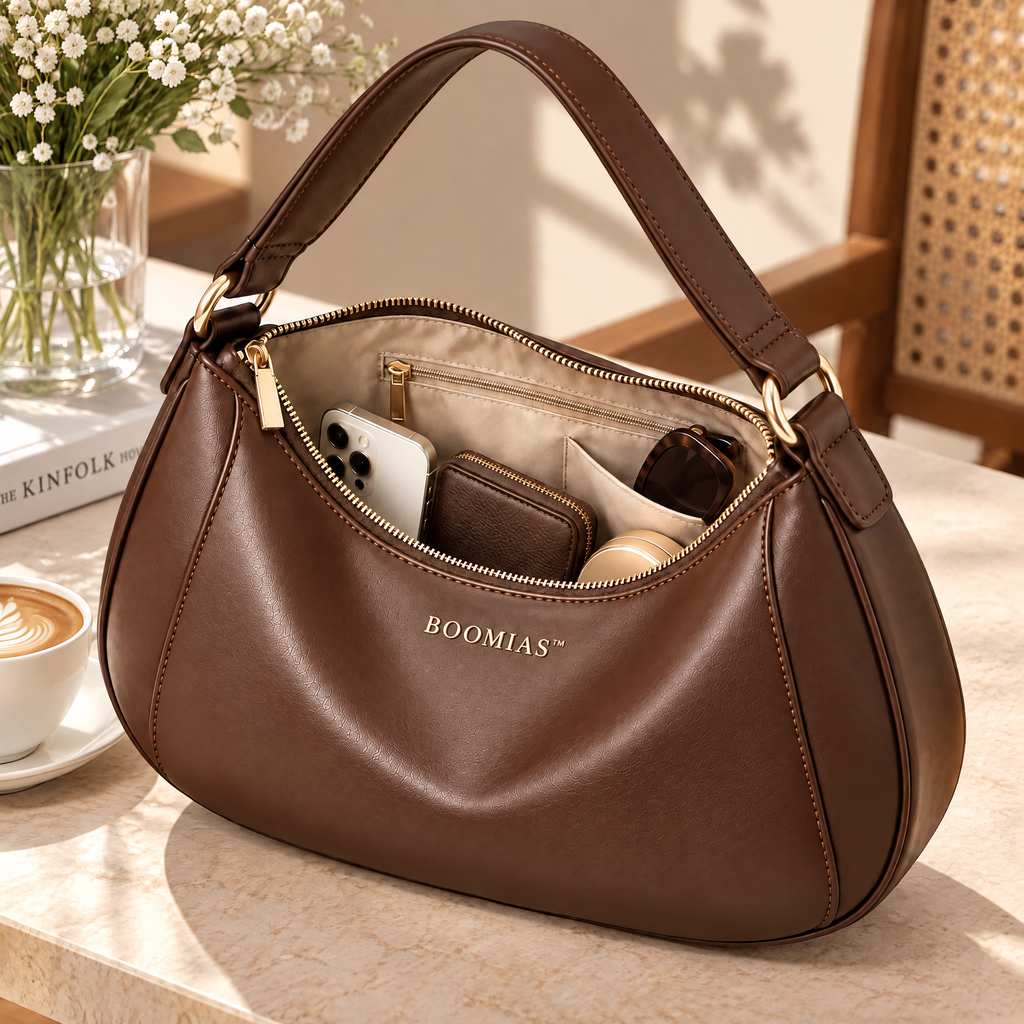 OVRQELIA™ Sable Crescent Hobo — Women’s Slouchy Faux Leather Shoulder Bag