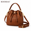 OVRQELIA™ Rhea Woven Bucket Bag — Women’s Faux Leather Drawstring Crossbody Purse