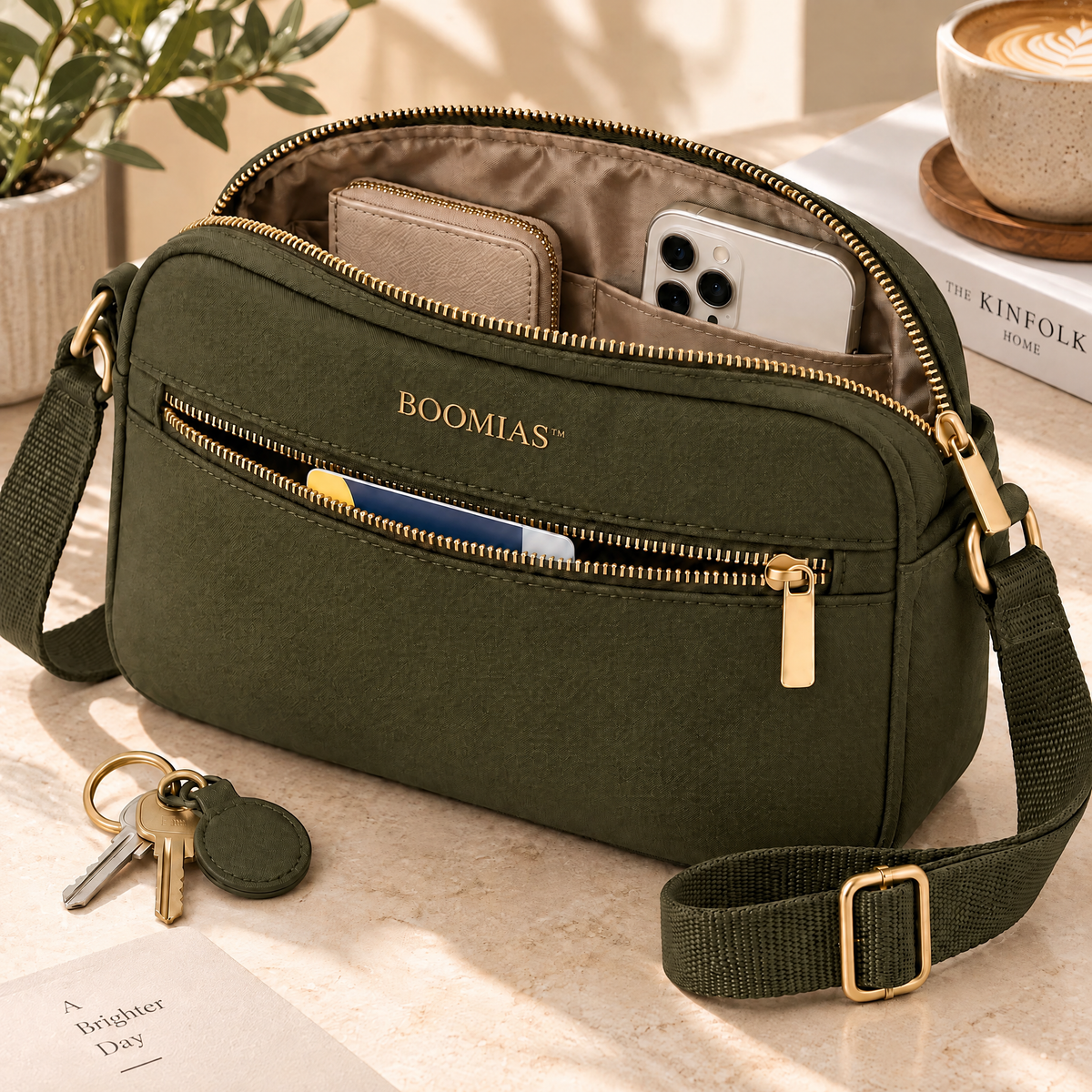 BOOMIAS™ Noma Nylon Crossbody — Lightweight Women’s Travel Purse with Front Zip Pocket