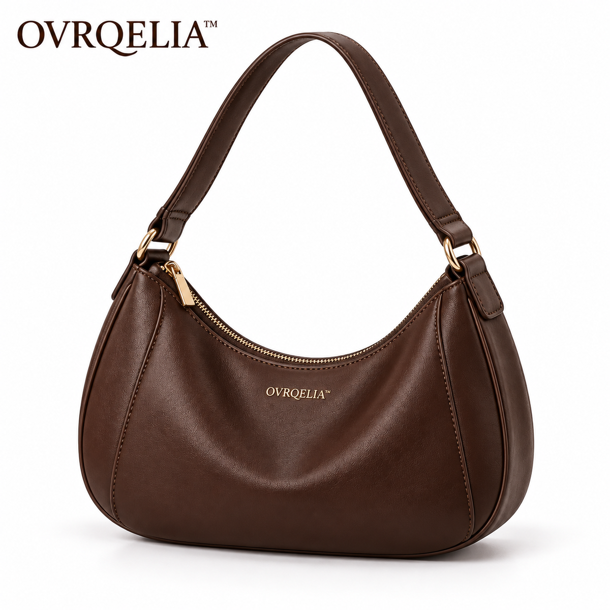 OVRQELIA™ Sable Crescent Hobo — Women’s Slouchy Faux Leather Shoulder Bag