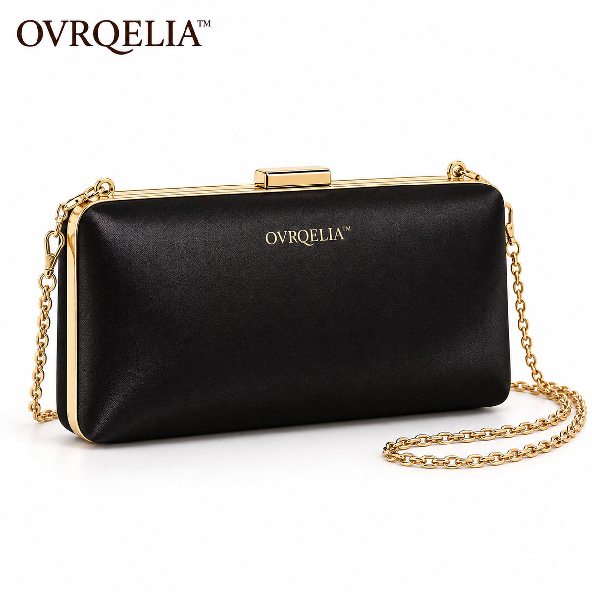 OVRQELIA™ Lyra Frame Clutch — Women’s Dressy Evening Bag with Removable Chain Strap