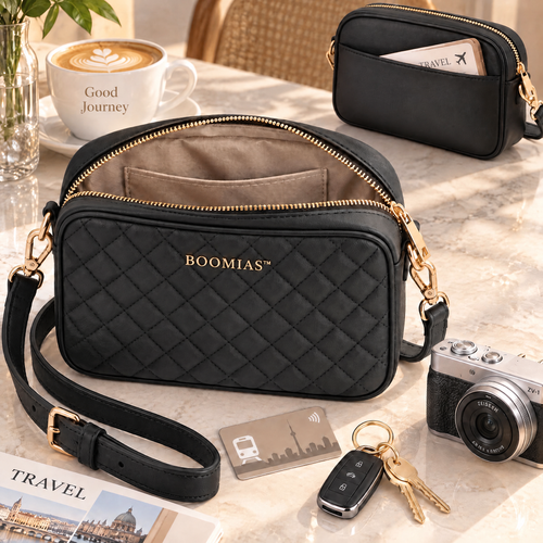 OVRQELIA™ Solenne Quilted Camera Bag — Women’s Small Crossbody Purse with Adjustable Strap