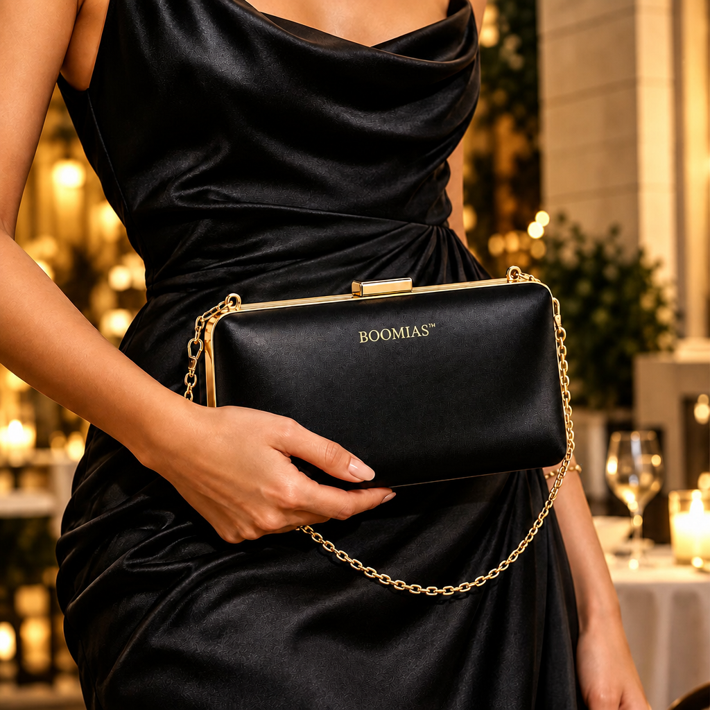 OVRQELIA™ Lyra Frame Clutch — Women’s Dressy Evening Bag with Removable Chain Strap
