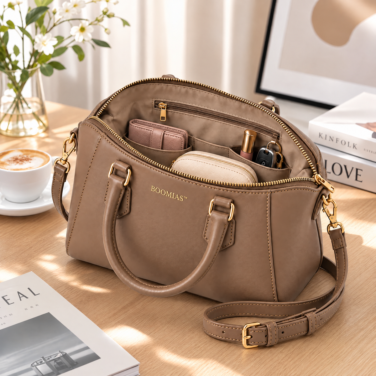 BOOMIAS™ Arden Convertible Satchel — Women’s Top Handle Purse and Adjustable Crossbody Bag