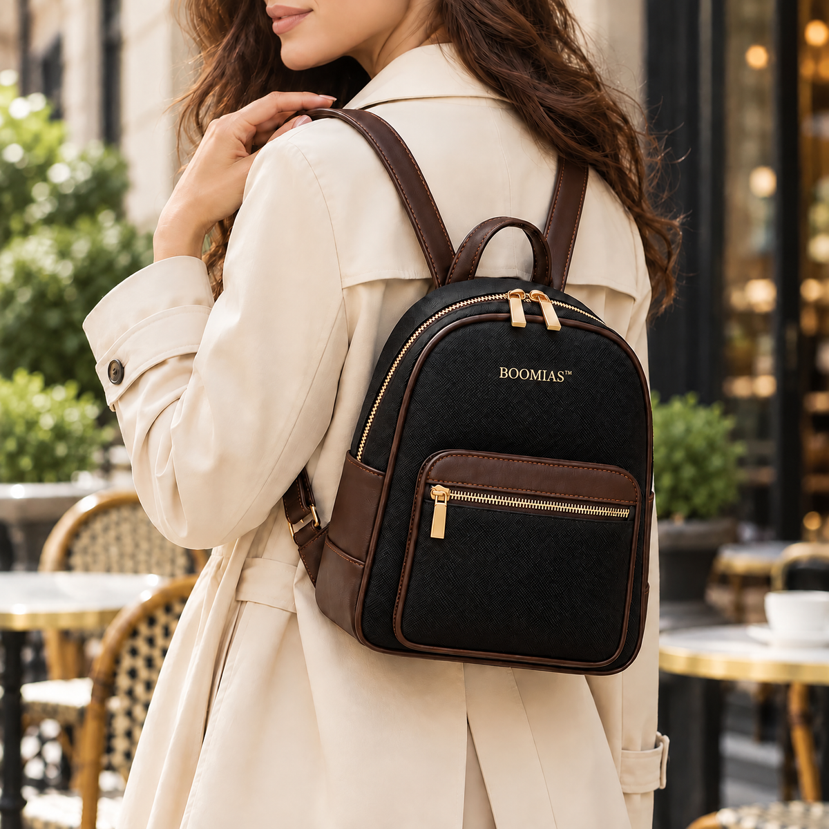 OVRQELIA™ Ellis Compact Backpack — Women’s Nylon Daypack Purse with Adjustable Straps