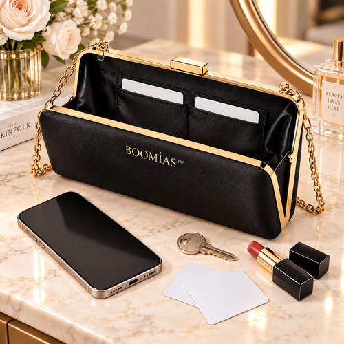 OVRQELIA™ Lyra Frame Clutch — Women’s Dressy Evening Bag with Removable Chain Strap