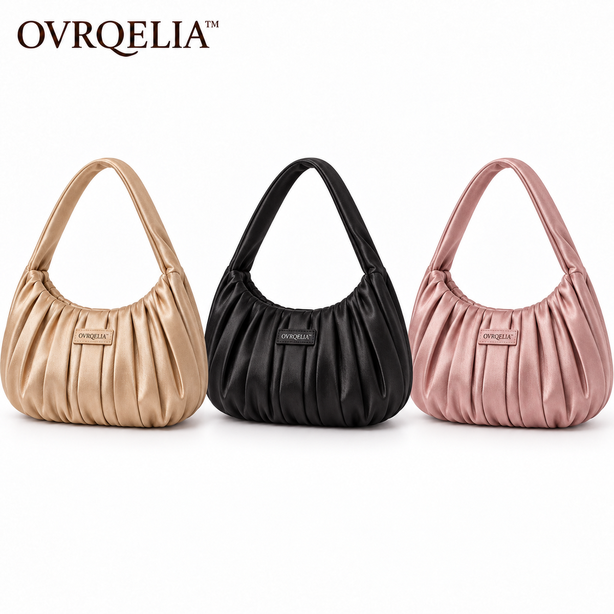 OVRQELIA™ Celeste Pleated Mini Bag — Women’s Evening Shoulder Purse with Magnetic Closure