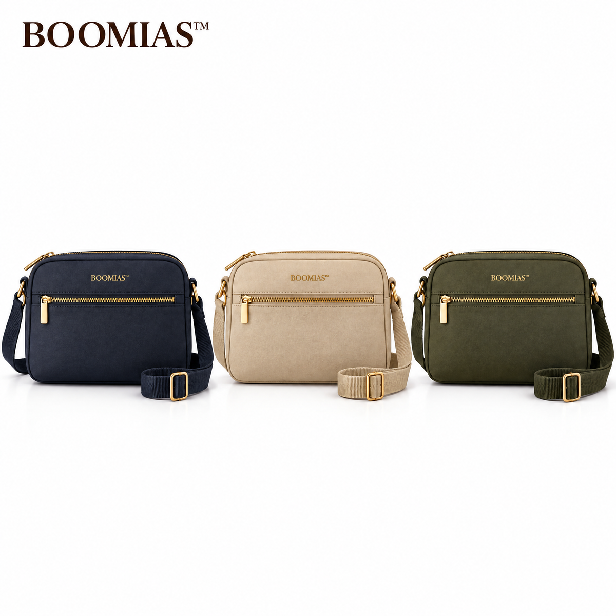 BOOMIAS™ Noma Nylon Crossbody — Lightweight Women’s Travel Purse with Front Zip Pocket