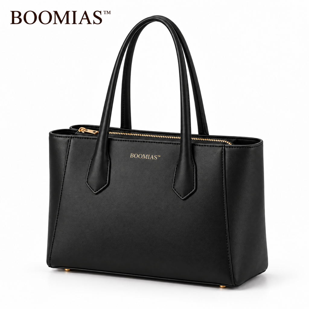 BOOMIAS™ Vale Structured Tote — Women’s Faux Leather Work Tote with Zippered Center Compartment