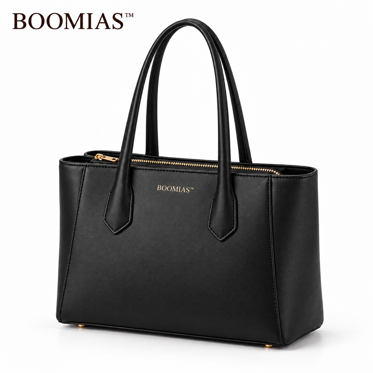 BOOMIAS™ Vale Structured Tote — Women’s Faux Leather Work Tote with Zippered Center Compartment