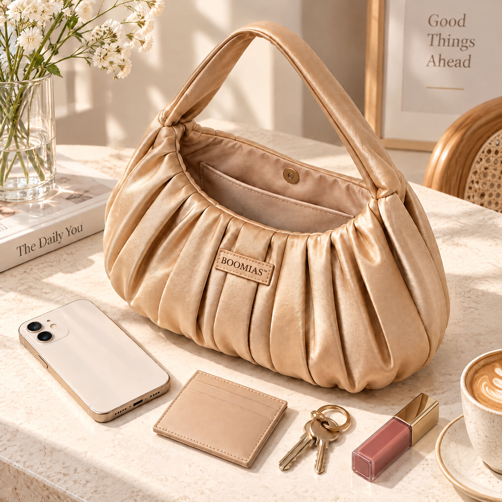 OVRQELIA™ Celeste Pleated Mini Bag — Women’s Evening Shoulder Purse with Magnetic Closure