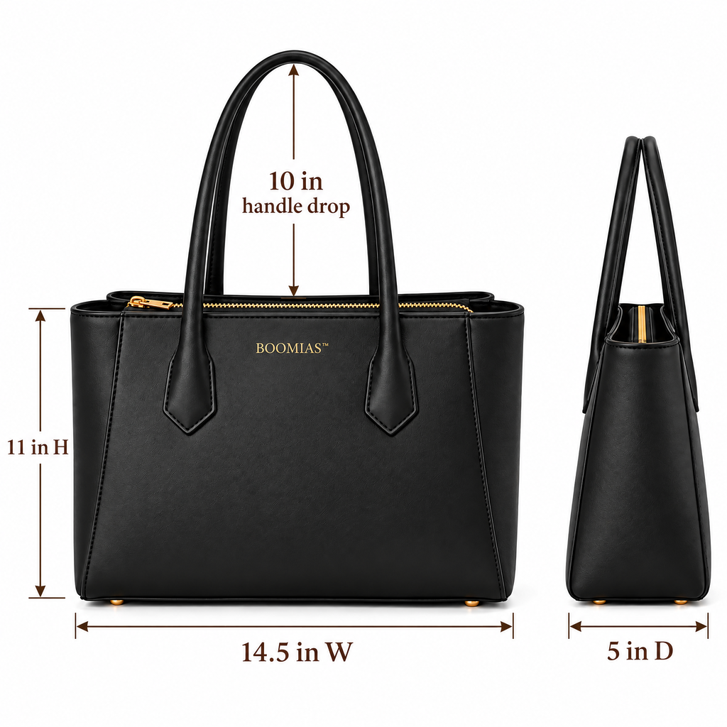 BOOMIAS™ Vale Structured Tote — Women’s Faux Leather Work Tote with Zippered Center Compartment