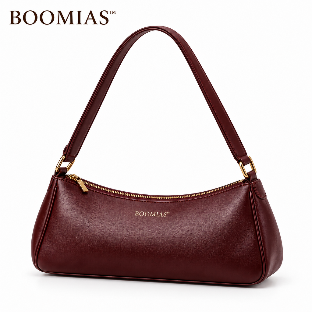 BOOMIAS™ Mira East–West Shoulder Bag — Women’s Faux Leather Everyday Purse with Zip Closure